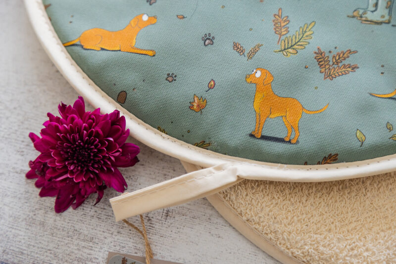 fox red yellow labrador pattern hob cover for aga top by Emily cole Illustrations