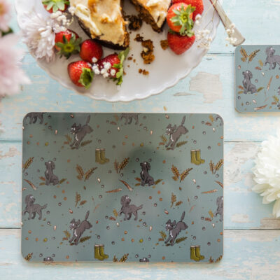 black cocker spaniel melamine placemat by emily cole illustrations
