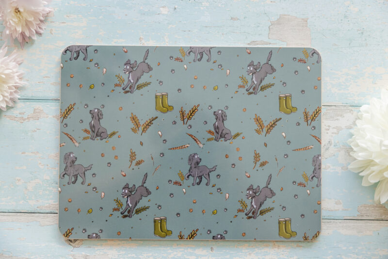 black cocker spaniel melamine placemat by emily cole illustrations