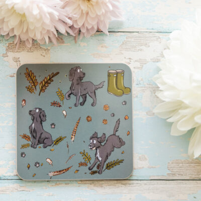 black cocker spaniel melamine coaster by emily cole illustrations