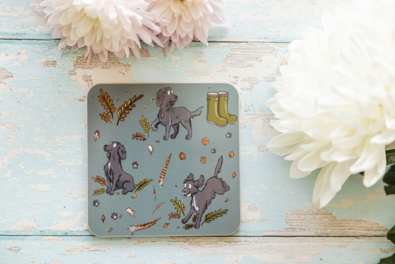 black cocker spaniel melamine coaster by emily cole illustrations