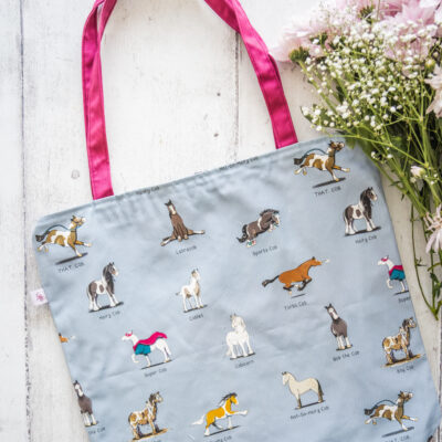 cob-pendium cob horse pattern lined and zipped tote bag by Emily Cole illustrations