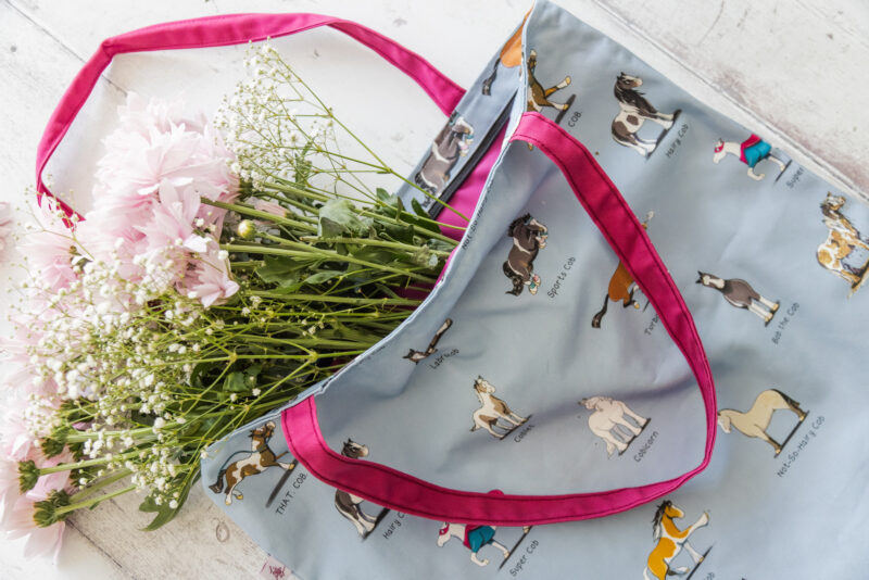 cob-pendium cob horse pattern lined and zipped tote bag by Emily Cole illustrations