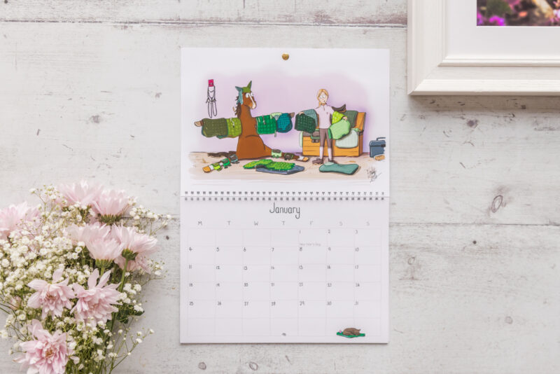 Emily Cole Illustrations 2027 wall calendar funny horse open January images and dates