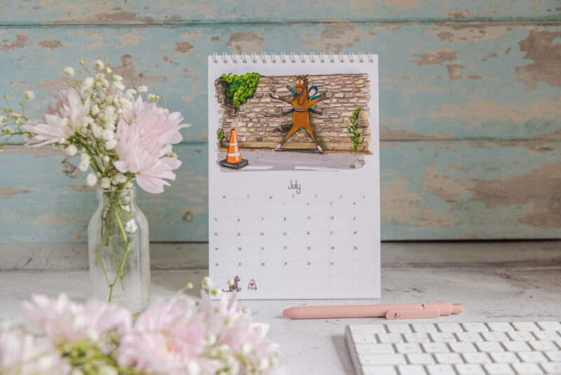 Emily Cole illustrations funny horse desk calendar 2027 July inside page