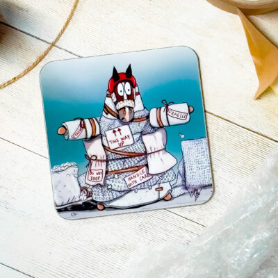 Despertate times call for desperate measures melamine coaster by emily cole illustrations - funny horse design