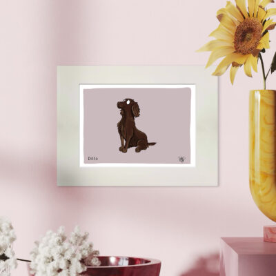 Spaniel personalised print example - liver on rose